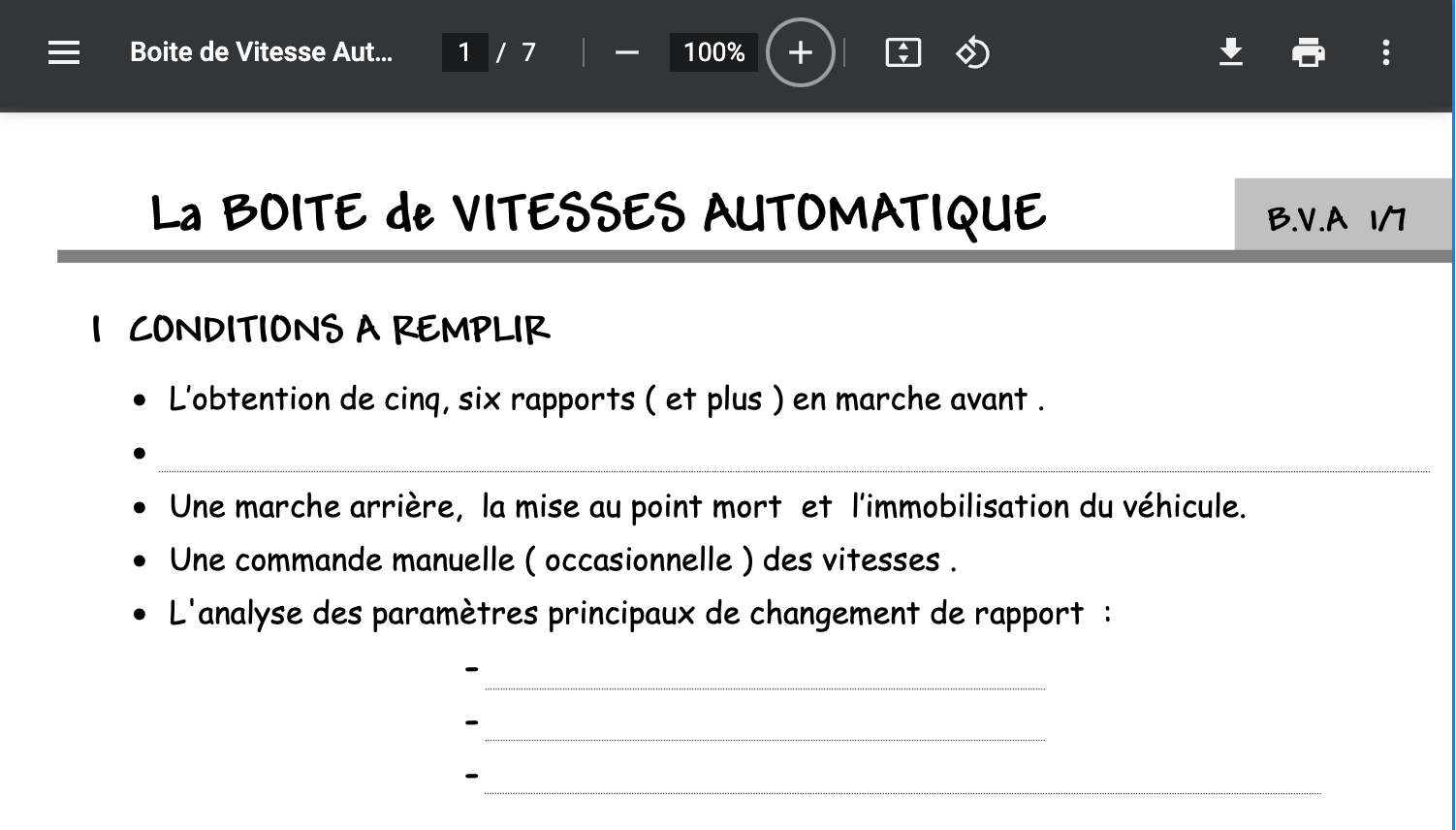 Boite de Vitesse Automatique PDF